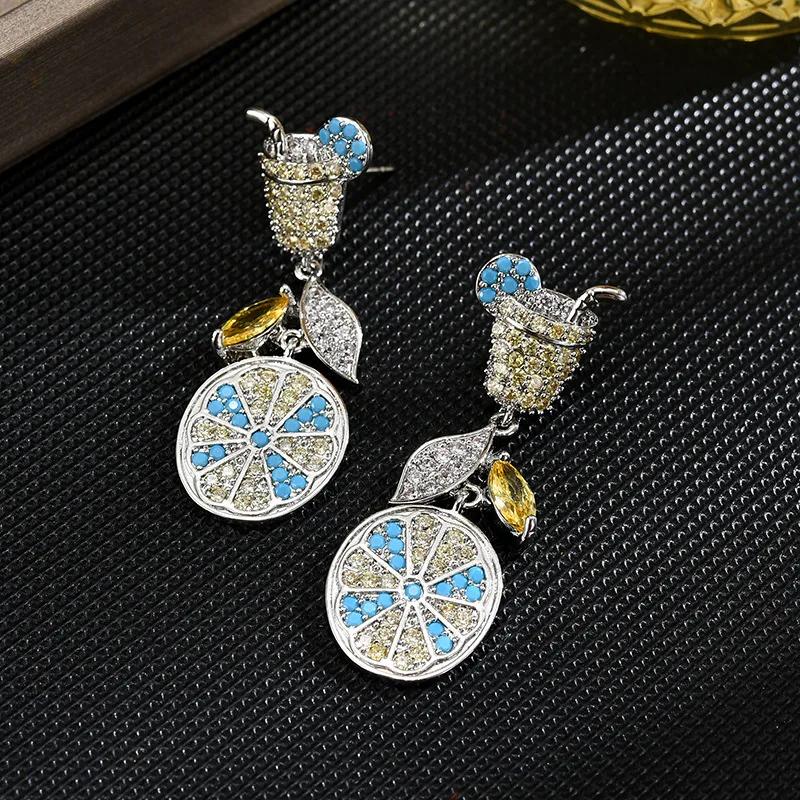 Neue europäische und amerikanische Modeohrringe Lange Sommer-Zitronentee-Ohrringe Frische und süße Ohrringe Ohrringe für Damen