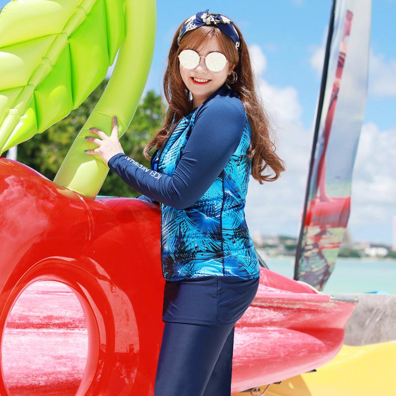 Women's Plus Size Long Sleeve Slimming Jellyfish Wetsuit - Conservative Sun Protection Swimwear