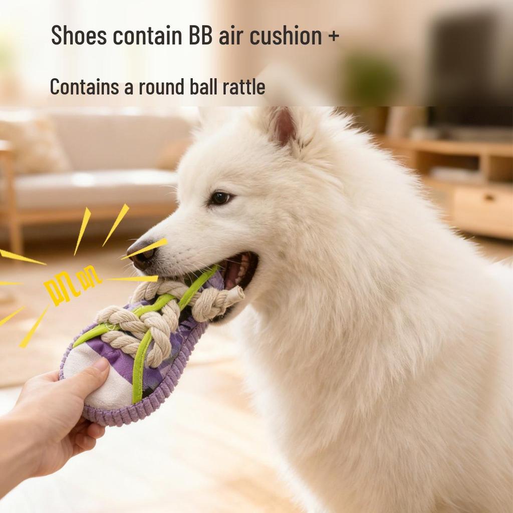 Bite-Resistant Squeaky Dog Toys - Canvas Slipper Teething Aid & Decompression Accessory