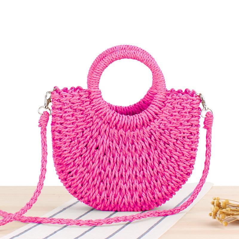 Simple Style Popular Semi-circular Paper Rope Woven Bag Beach Hand-woven Bag Vacation Women's Bag