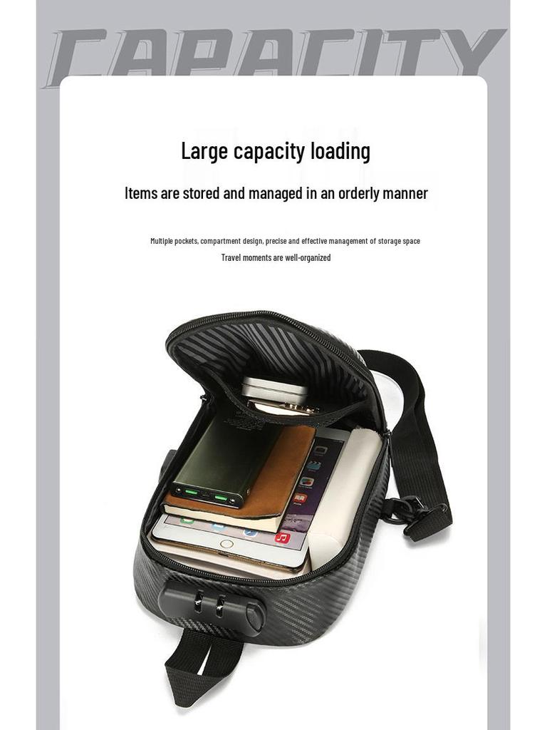 Men's Waterproof Nylon Crossbody Bag with Combination Lock for Outdoor Use