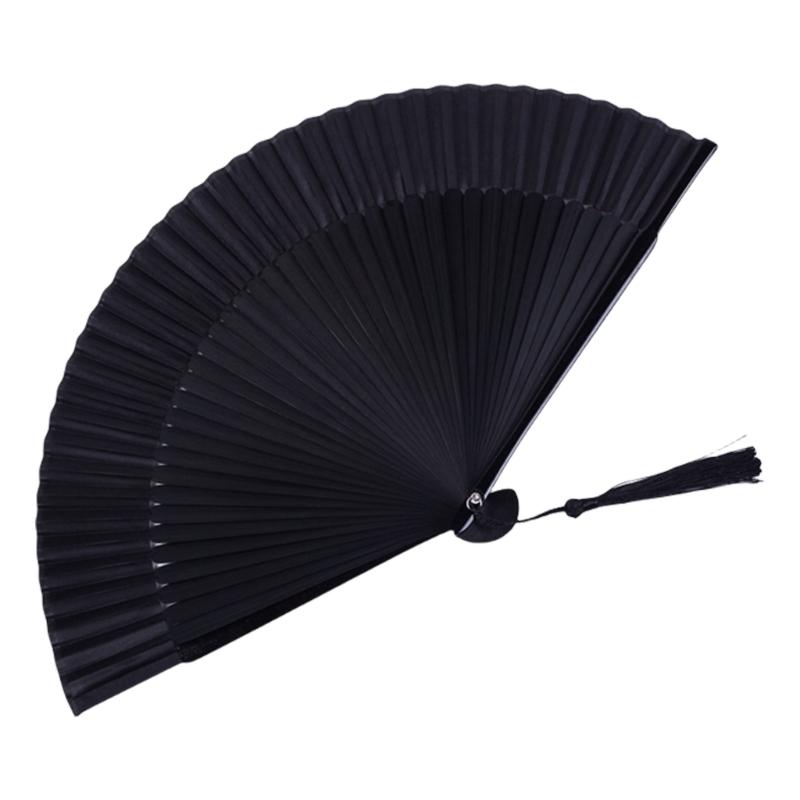 Foldable Black Fan Folding Hand Fan For Women Attire Women Bamboos Hand Fan Ideal For Parties Weddings And Decorations