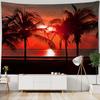 Beach landscape tapestry, coconut tree, sunrise, wall hanging poster, home wall decoration background cloth, living room bedroom
