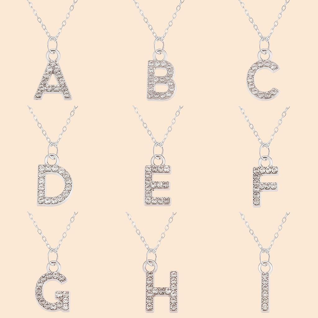 Shining Zircon A-Z Letter Pendant Necklace 26 Initial Alphabet Clavicle Chain For Women Valentine's Day Party Jewelry Gift