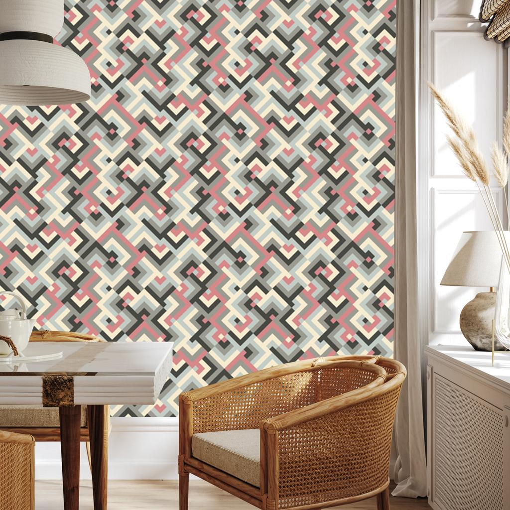 Geometric Retro Pattern Wallpaper for Living Room and Bedroom 50x1000