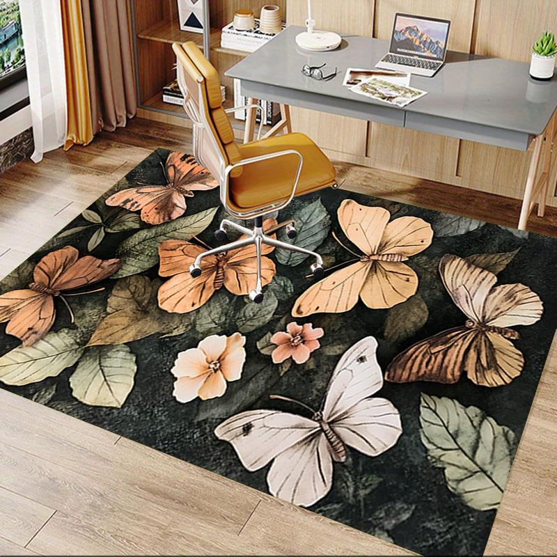 1pc Butterflies Flowers Carpet Anti Slip Polyester Floor Mat for office.Bedroom