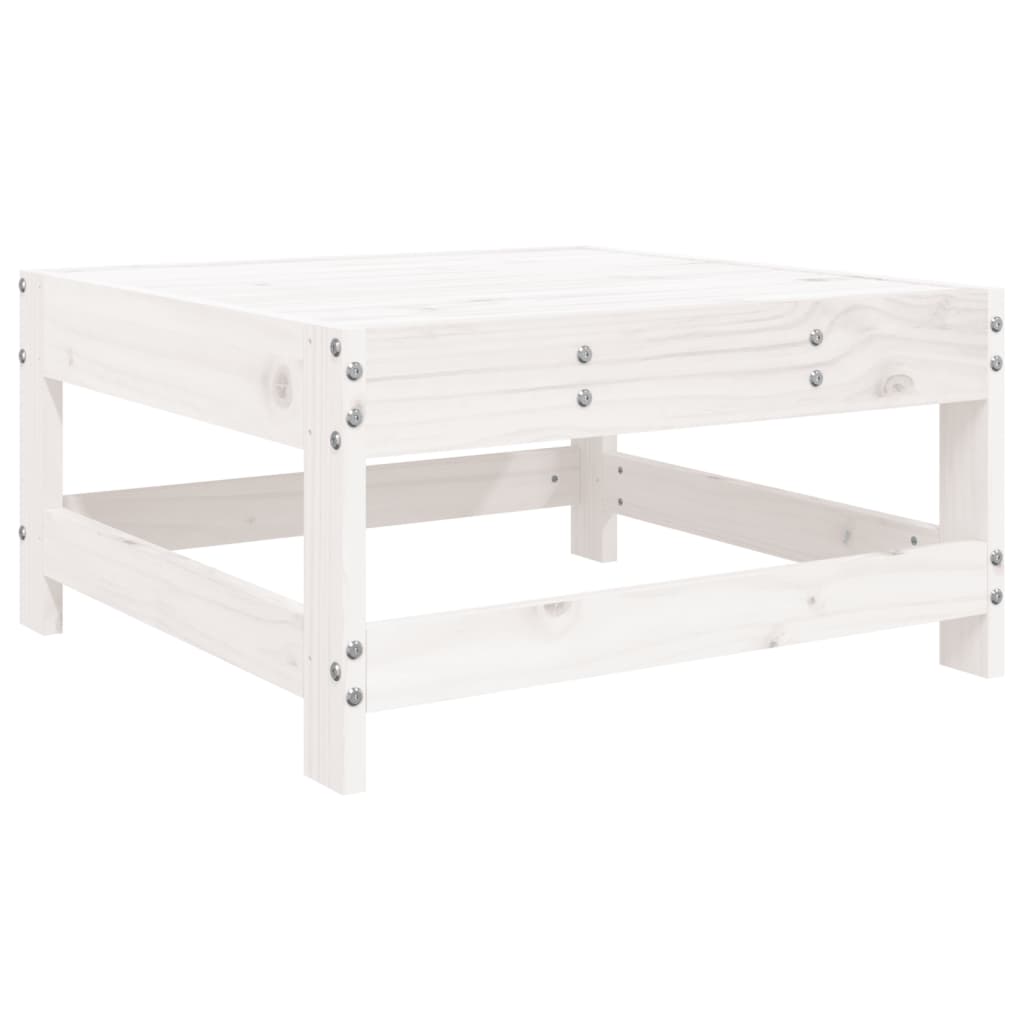 Garden Stool White Solid Pine Wood