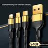 200W Three-in-One Super Fast Charging Cable for Apple 14/15/16/17 and Huawei Devices