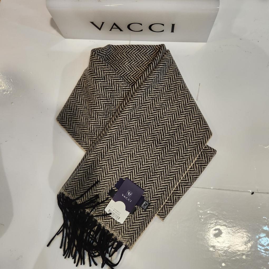 Men's winter light and warm 100% wool high-quality material brown beige herringbone pattern pretty muffler VM1M4BR117G01