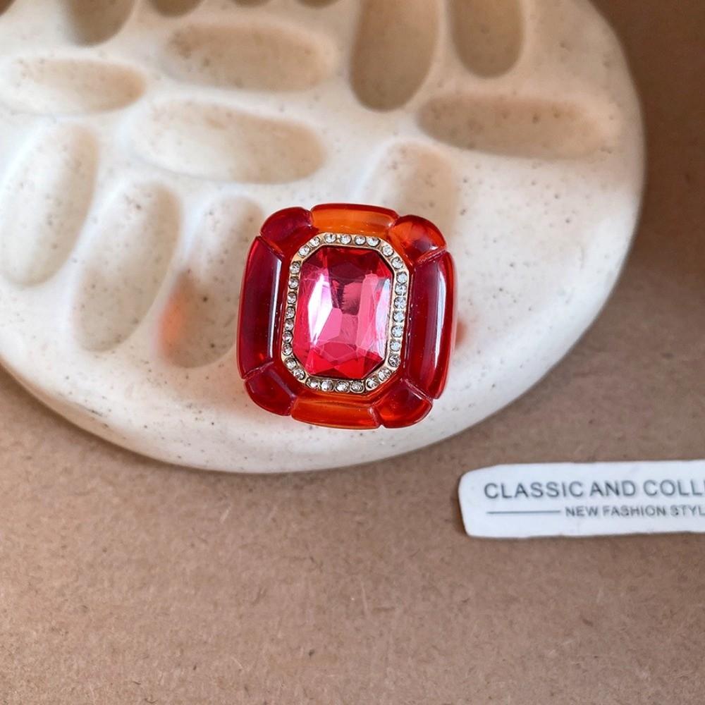 Exaggerated Acrylic Resin Ring Candy Color Big Dome Plain Ring Geometric Ring Jewelry Gifts