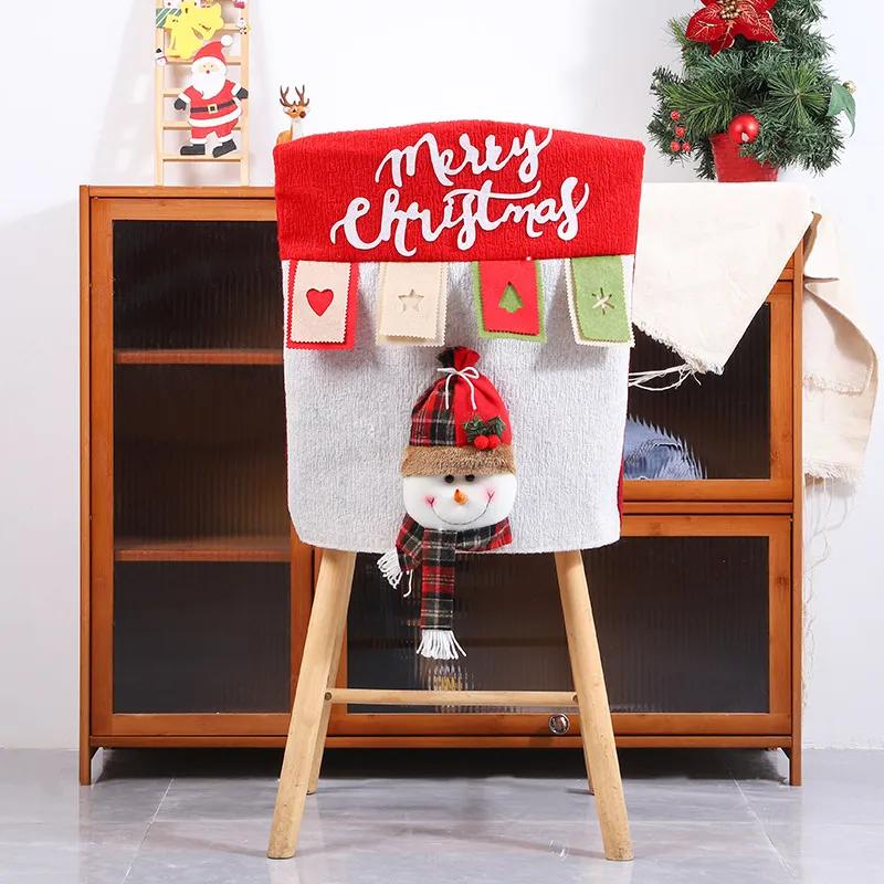 Christmas Doll Chair Cover Festival Cartoon Dining Chair Back Covers Party Santa Claus Chair Rear Decoration YFA2245