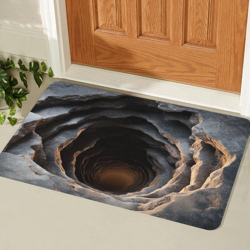 1pc 3D Visual Trap Floor Mat Wear Resistant Dirty Proof Home Entrance Doormat Bathroom Water Absorbing Foot Pad