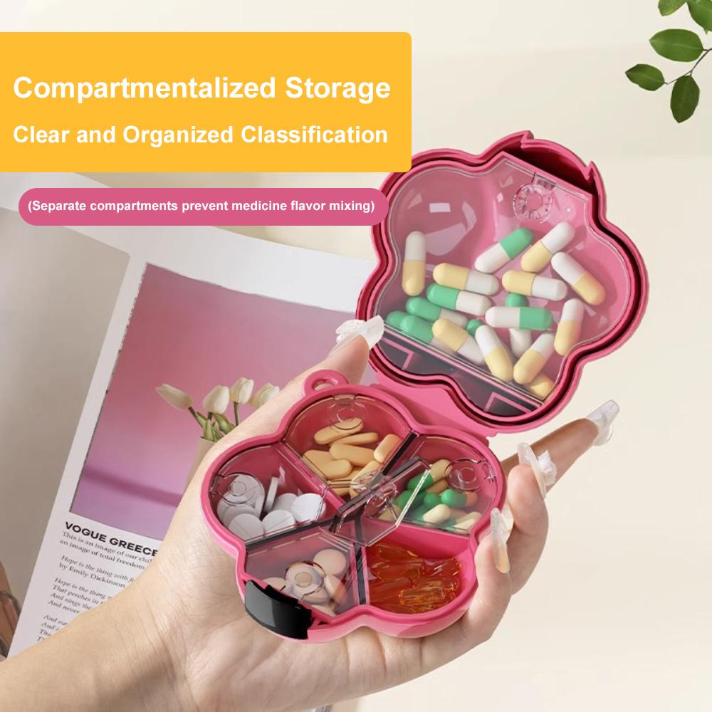 Flower Shape Storage Box Waterproof Dividers Case Portable Dopamine Medicine Box Medicine Box Multi Compartment Storage of Pills