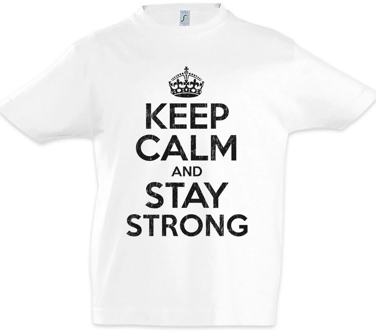 Keep Calm And Stay Strong Kids Boys kids boys T-Shirt Worker Pump Gym Fitness 120