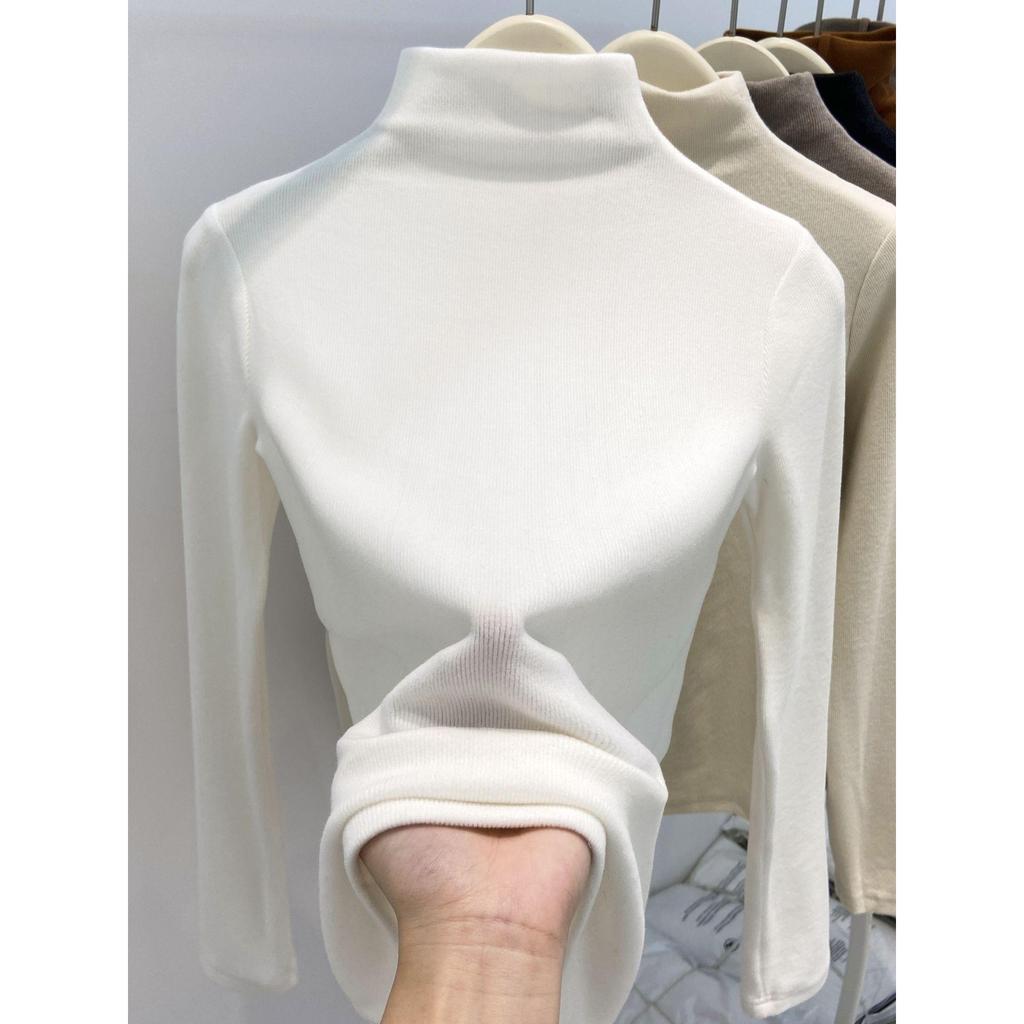 Women's Slim Fit German Velvet Turtleneck Long Sleeve Top - Fall/Winter, Figure-Flattering, Ins Style