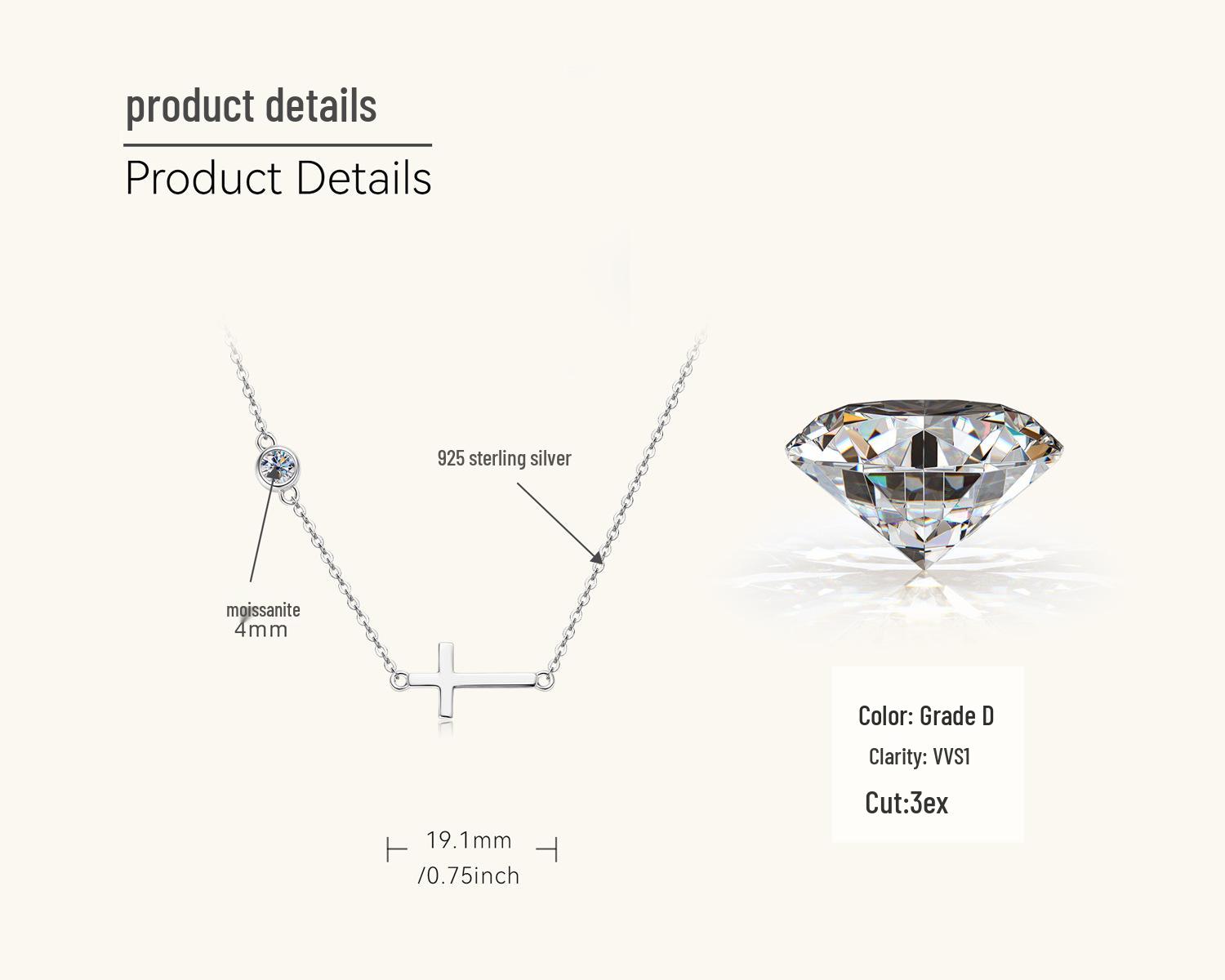 

Stylish Moissanite Necklace for Women with S925 Silver Clavicle Chain 0.3 Carat білий