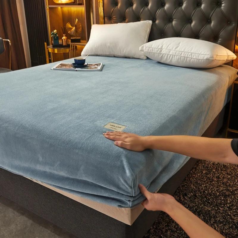 Truly Velvet Fitted Sheet Queen Luxury Super Soft Cozy Comfy Fleece Bottom with 12" Deep Pocket,Suitable for Fall Winter and Spring, No Pillowcases