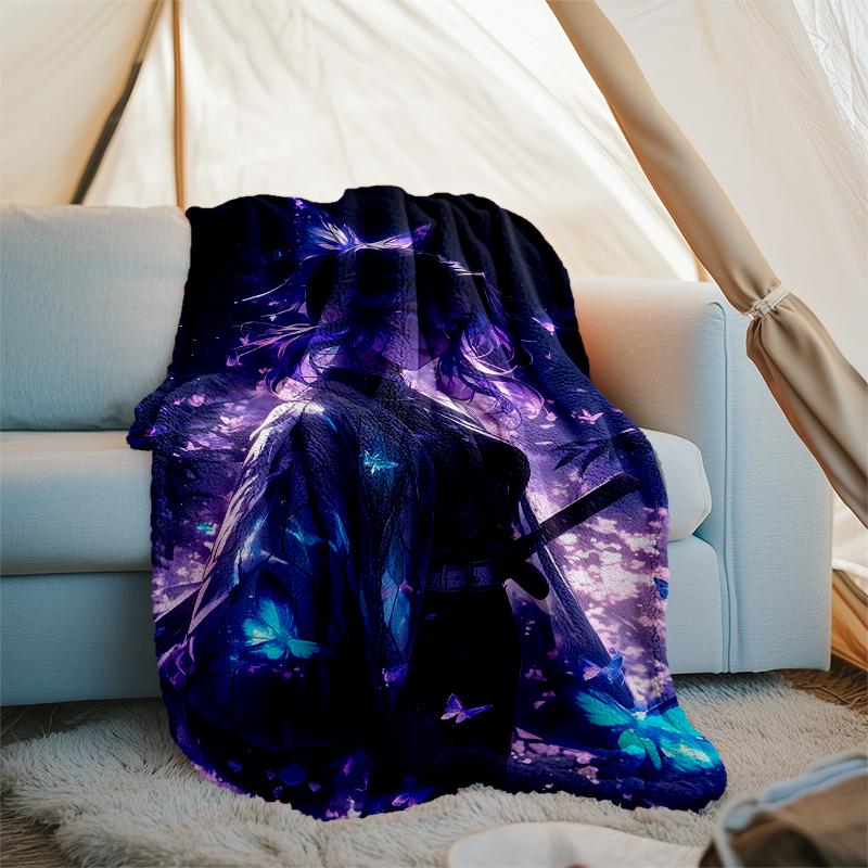 Demon Slayer Shinobu Kocho Printed Throw Blanket—soft,warm;versatile Blanket for All Seasons—perfect As &air-conditioning Throw,nap Blanket