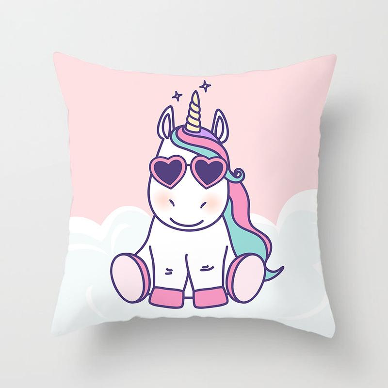 Cute Unicorn Cushion Cover Cartoon Animal Cat Flamingo Polyester Throw Pillow Case Cover Elephant Unicorn Decoration Pillowcases