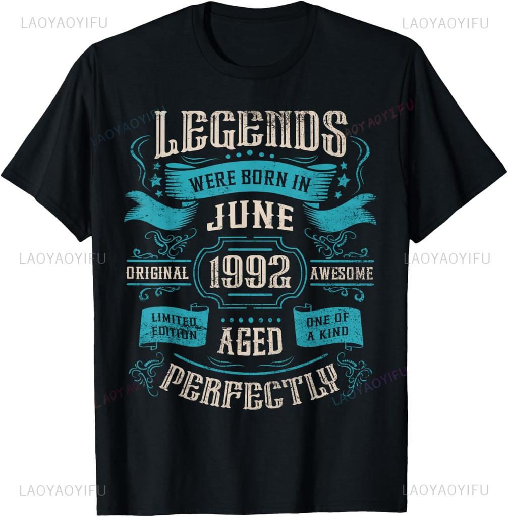 Vintage 33th Birthday Decorations Vintage 1992 33 Years Old TShirt Print On DeUnisexd Streetwear Short Sleeve Camiseta Hombre
