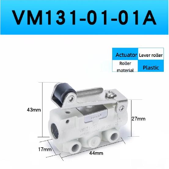 Pneumatischer Schalter Zwei-Positionen Drei-Wege Mechanisches Ventil Rollen Handbetätigte Ventile VM131-01-01A