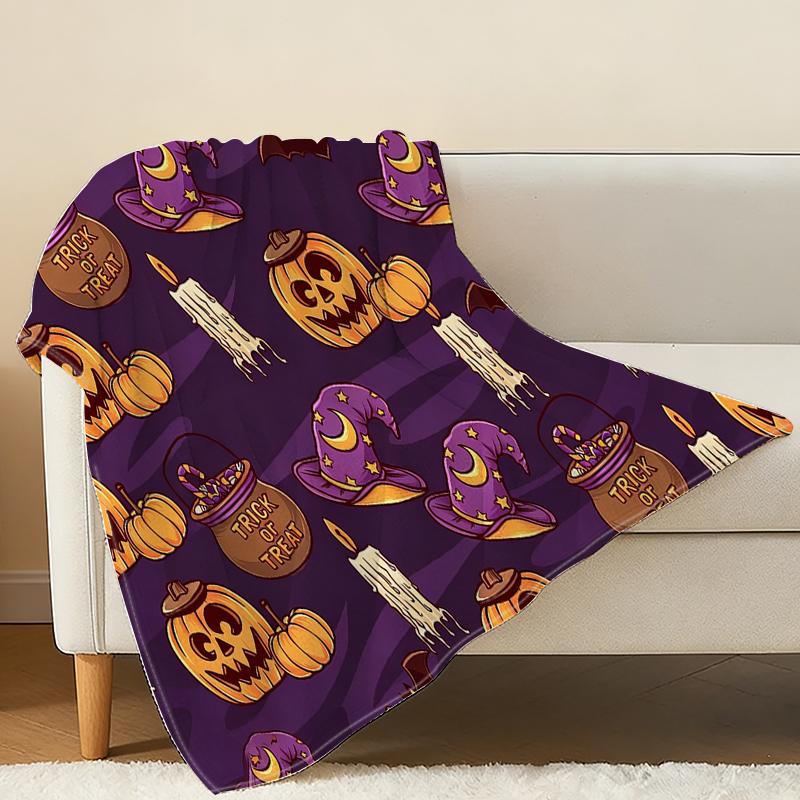 Plush Flannel Throw Blanket Soft Warm, Machine Washable, Halloween & Christmas Themed, Perfect for Home Office Naps & Festive Decor