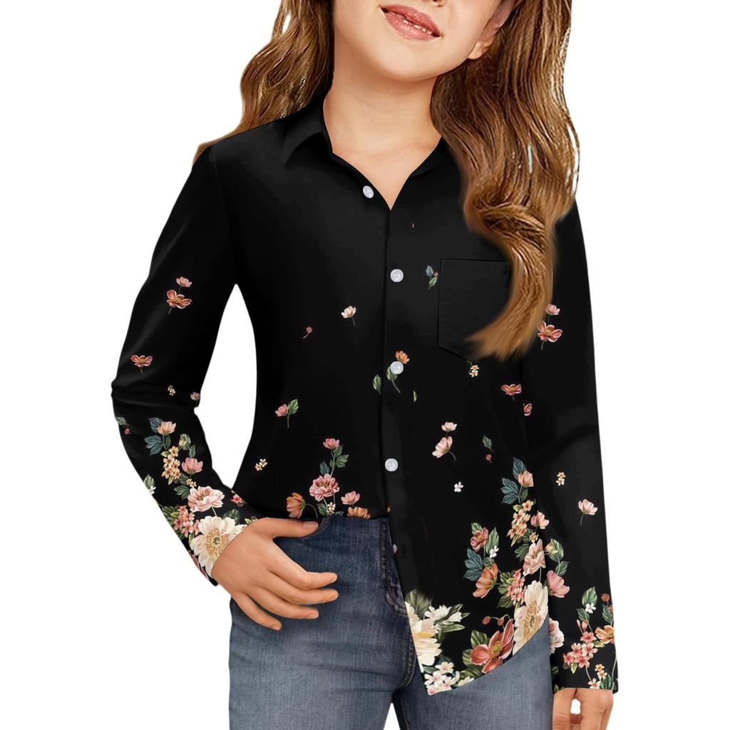 Girls' Button-Down Shirt - Long Sleeve Dress Blouse