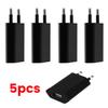 1-5Pcs Black Universal 5W EU Plug Travel USB Wall Charger 5V/1A Rapid Charging For iPhone 7 8 Plus Redmi Phone AC Adapter