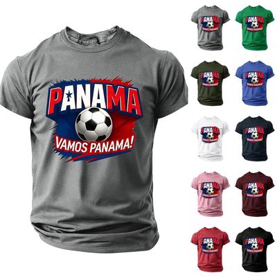 T-shirt Homme Décontracté Mode Panama Impression Graphique Football Manches Courtes Col Rond Haut Coupe Confortable Tissu Léger