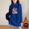 Plus Size Women's German Velvet Long Sleeve T-shirt: Loose Mid-Length Base Shirt for Early Spring, Autumn, and Winter.