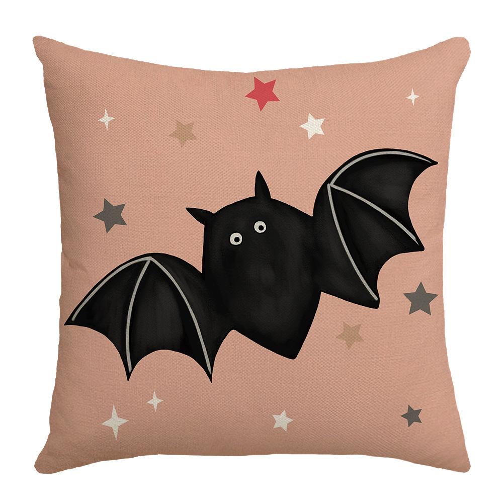 New Halloween Pillow for Living Room Sofa Bedroom Pumpkin Bat Linen Print Pillow