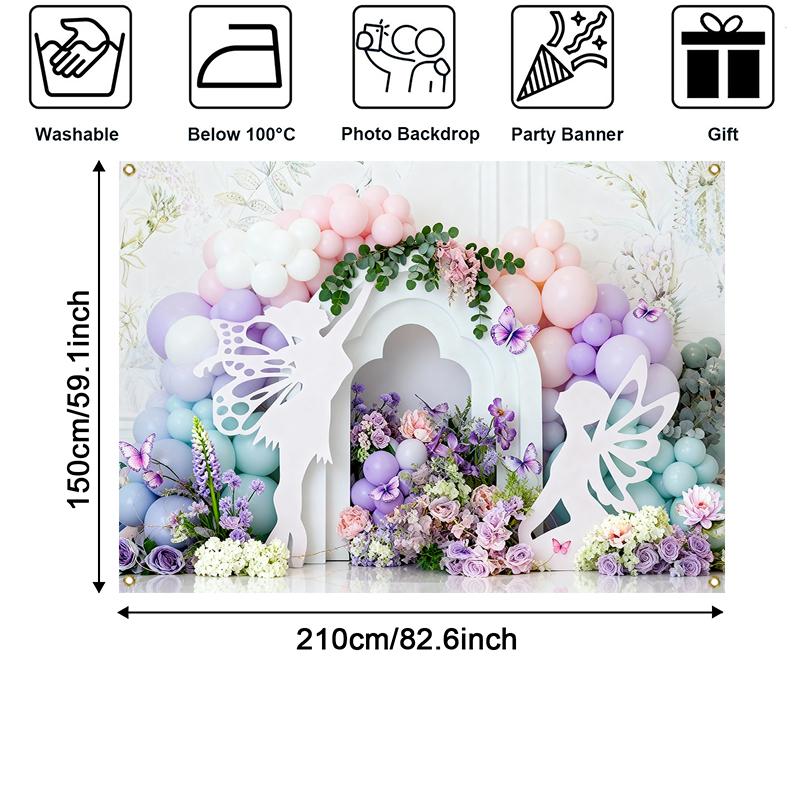 Photography Background Girl Birthday Cake Smash Kids Portrait Photo Backdrop Fairy Tale Sprite Fairy Floral Balloons Decor Props