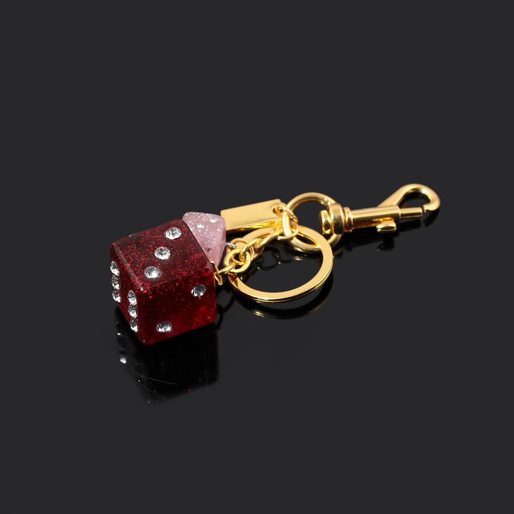 Size Crystal Dice Bag Keychain Pink Small Dice And Red  Big Dice bag Keychain For Women Bag Fashion Accessories Jewelry Gifts