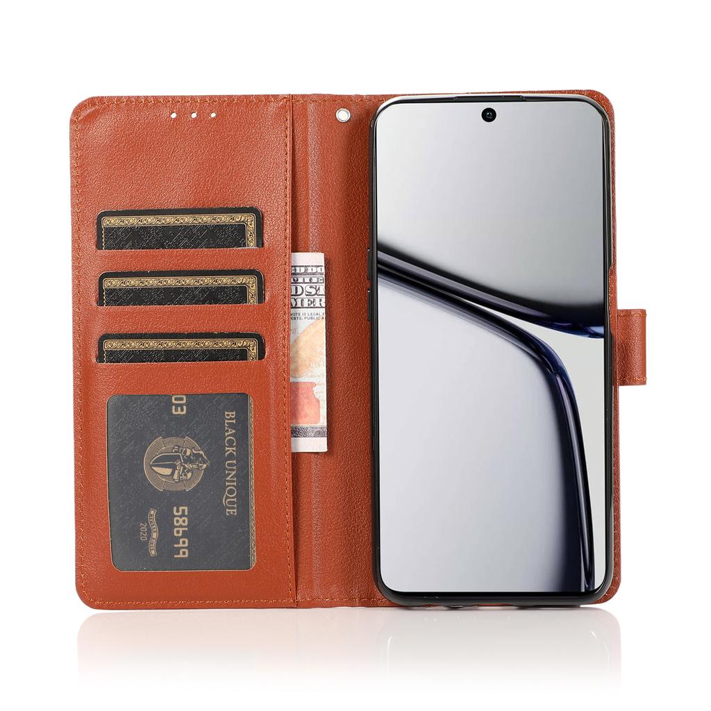 For Realme C65 4G Case Wallet Stand View PU Leather Phone Cover with Wrist Strap