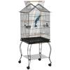 Bird Cage with Stand Wheels Removable Tray and Feeders for Canaries Budgerigars 50x58x137-145 Cm Black