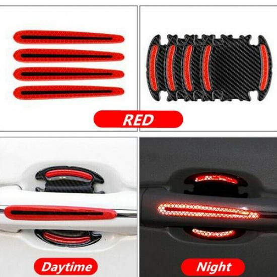 8pcs Safety Reflective Car Door Handle Door Bowl Warning Sticker Exterior Trim