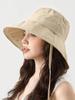 Breathable Solid Color Bucket Hat Large Brim Sun Protection Adjustable Strap Minimalist Japanese Style Summer Sun Hat For Women