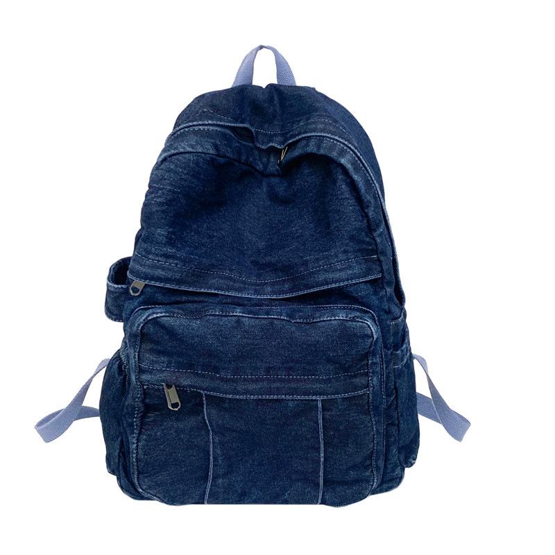 Schoolbag simple Korean version casual style lazy style backpack large capacity denim backpack high school student college student schoolbag