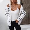 Hooded Striped Knitted Cardigan Women's Autumn And Winter Loose Casual Pocket Sweater Jacket