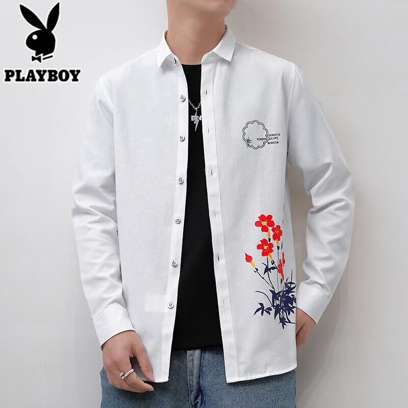PLAYBOY Men's Long Sleeve Casual Printed Shirt