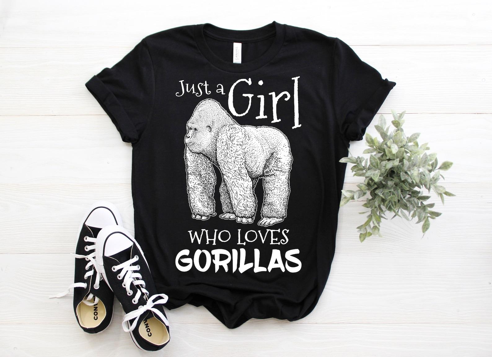 Just A Girl Who Loves Gorillas Cute Gorilla Costume T-Shirt, Funny Animals Lover, Gift Girls Outfit, Zoo Trip, Birthday Party Present Tee, 110
