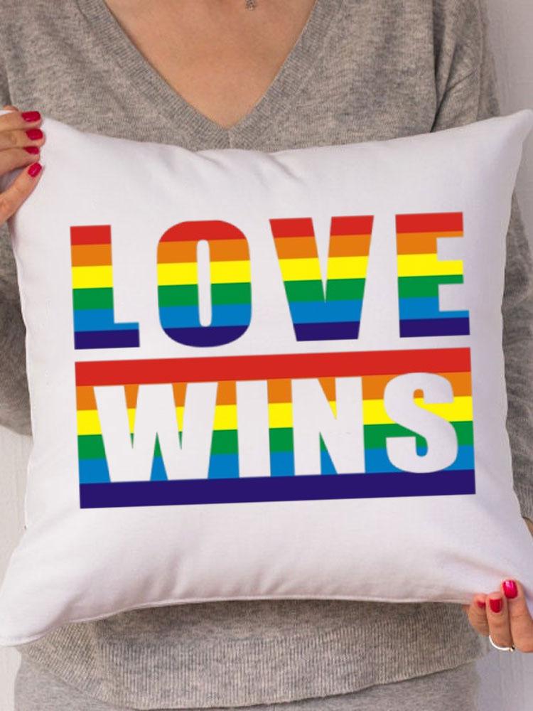 Rainbow Love Wins Pillow Cover for New Couple Bedroom Home Decor Love Pillowcase Tic Tac Toe Love Wedding Gift Pillows 45*45CM