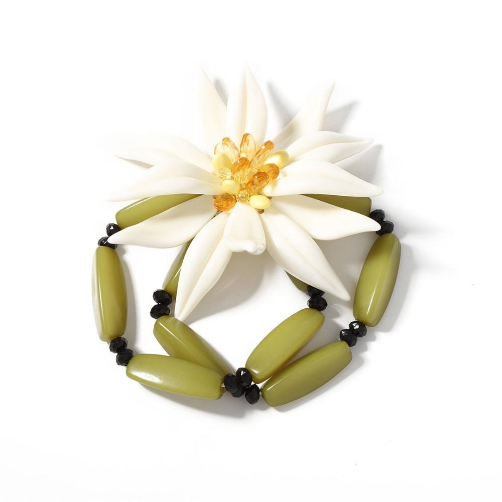 Bracelet Bamboo Flowers Jewelry Set Handmade Floral Ear Studs  Vacation