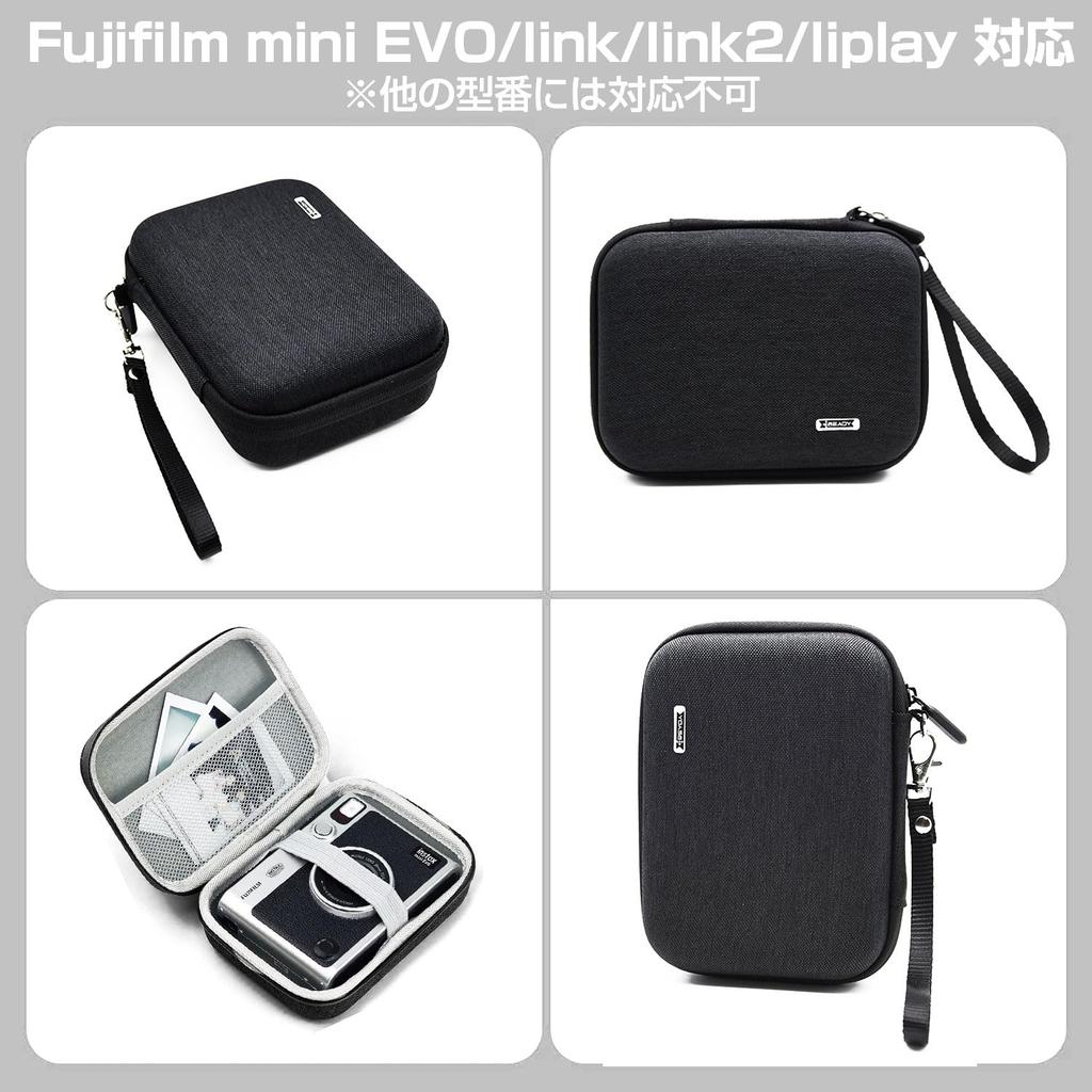 BEADY Protective Storage Case for Fujifilm Instax Mini EVO and LiPlay Link2 Cameras, Black with Strap