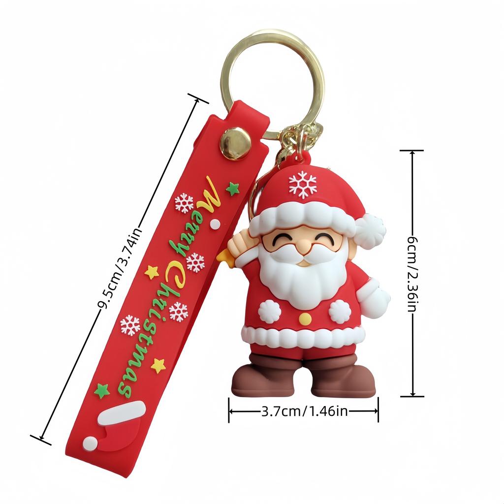 Christmas Charm Keychain Santa, Reindeer Tree Figurines, PVC Cartoon Car Key Ring , Bag Accessory ,Perfect Couple's Gift for Holidays