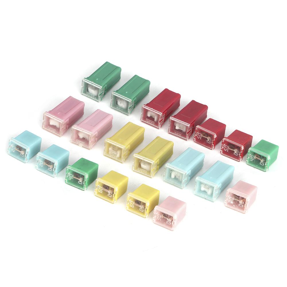 20pcs Rectangle Fuse Set Standard Car Fuse Assortment Kit 20A 30A 40A 50A 60A for Japan and USA Car