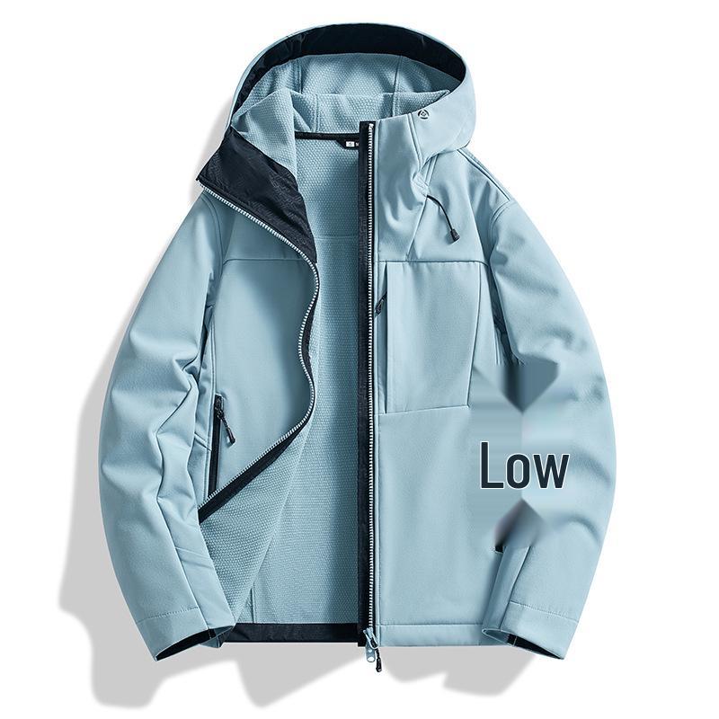 Couple's Soft Shell Ski Jacket with Hood - Warm, Windproof, Waterproof, Plus Velvet, Trendy Mountaineering Outerwear