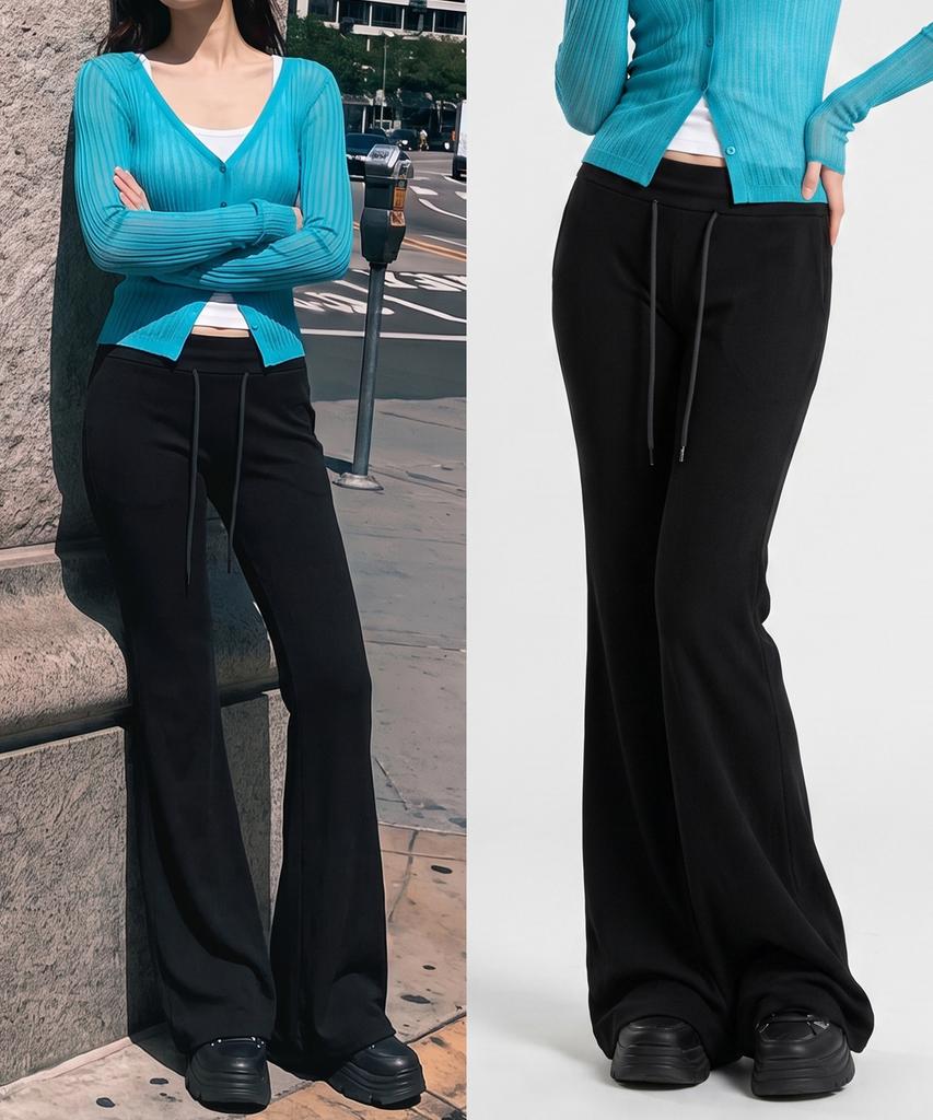 BBAEBBAE Flank Cover Two-Way Folding Waist Bootcut Training Sweatpants 2 Colors