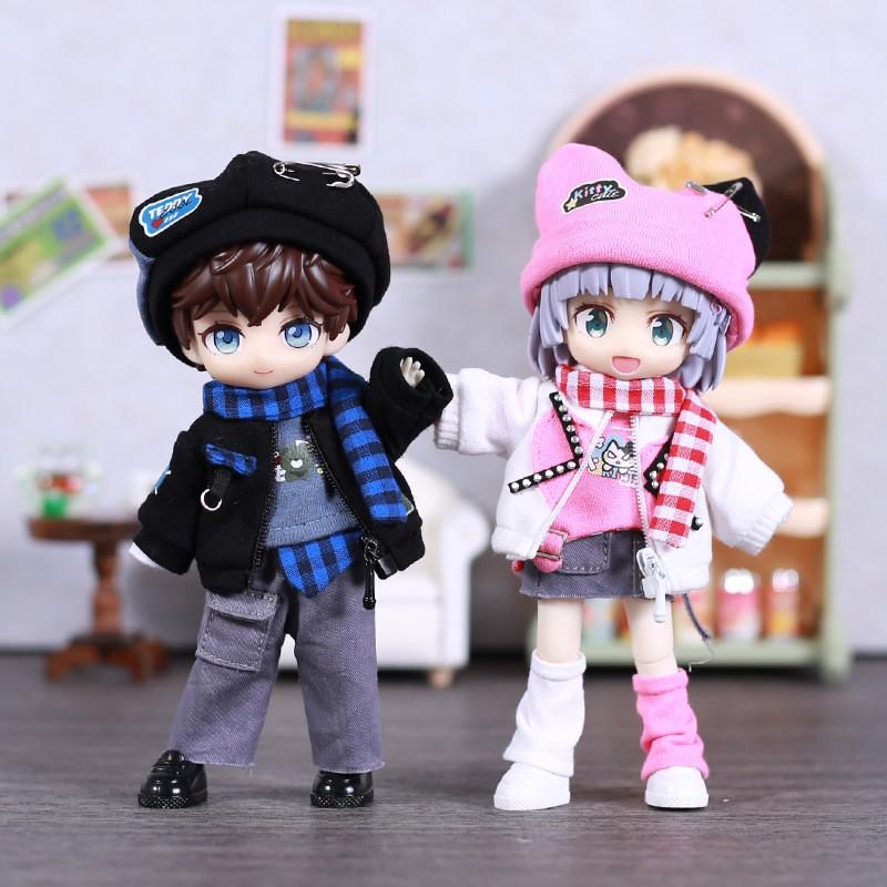 1/12 Scale BJD Doll Outfit Set Cat Bear Kawaii Style Clothes Ob11 YMY Aby 2.0 Fairy Body