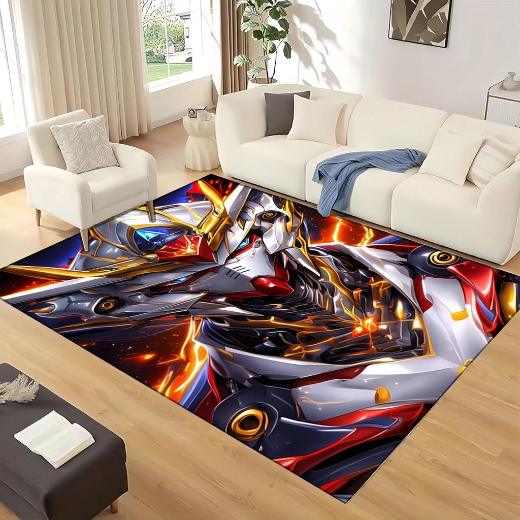 3D GUNDAM Robot Cartoon Carpet Rug for Living Room Bedroom Home Sofa Decoration,kids Play Non-slip Floor Mat Christmas Gift